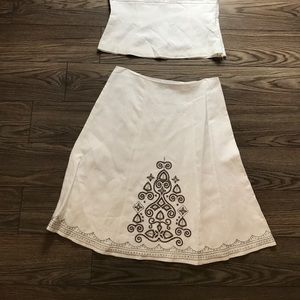 White linen skirt set